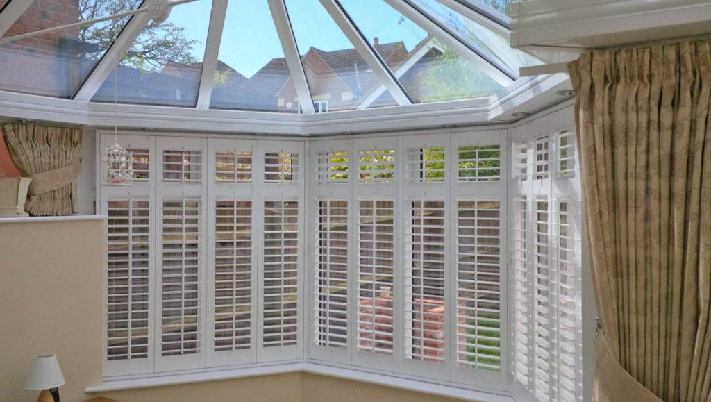 conservatory white shutter blinds