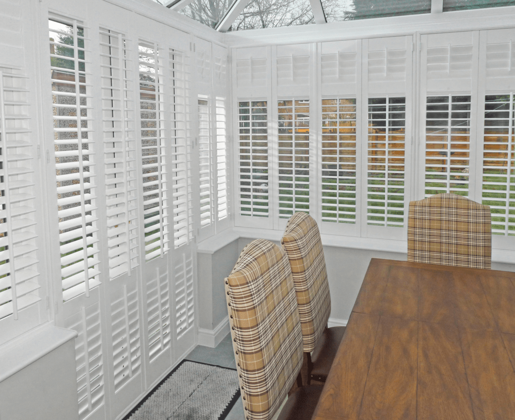 conservatory white large shutter blinds