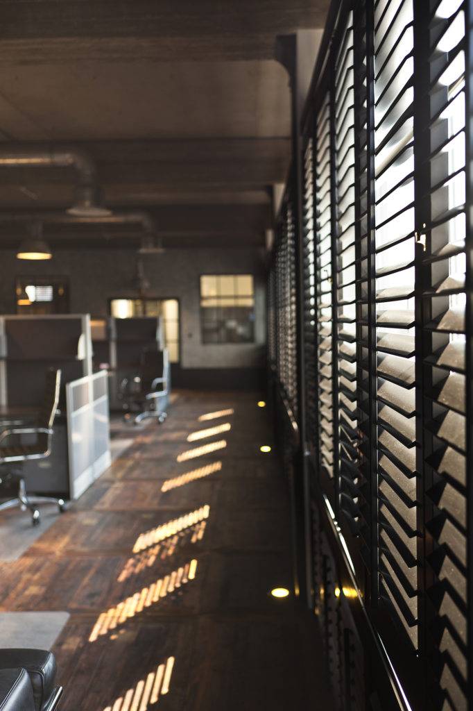 close up inside shutter blinds