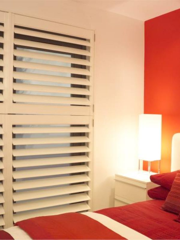 large white shutter blinds bedroom